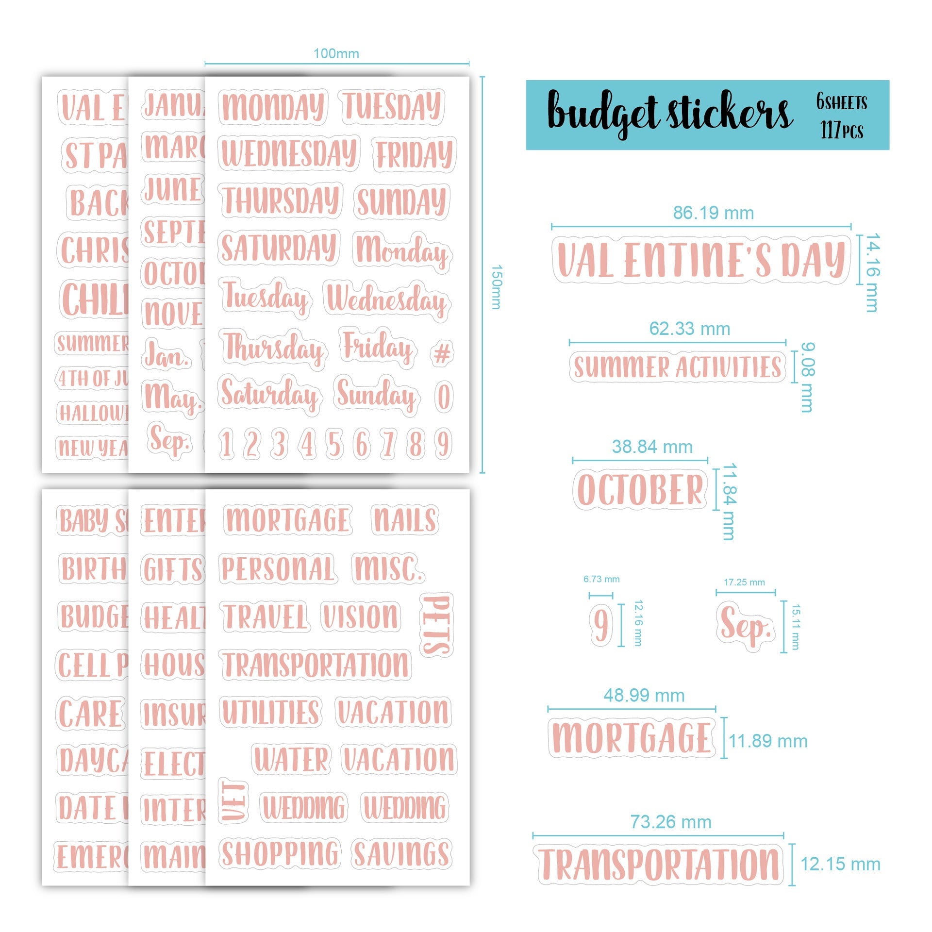 Budget Planner Sticker Set CJ Drophshipping