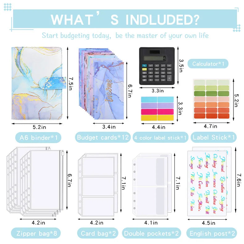 A6 Marble Budget Binder with Calculator – Cash Envelope System for Money Management & Savings ShopAnthonyDoty