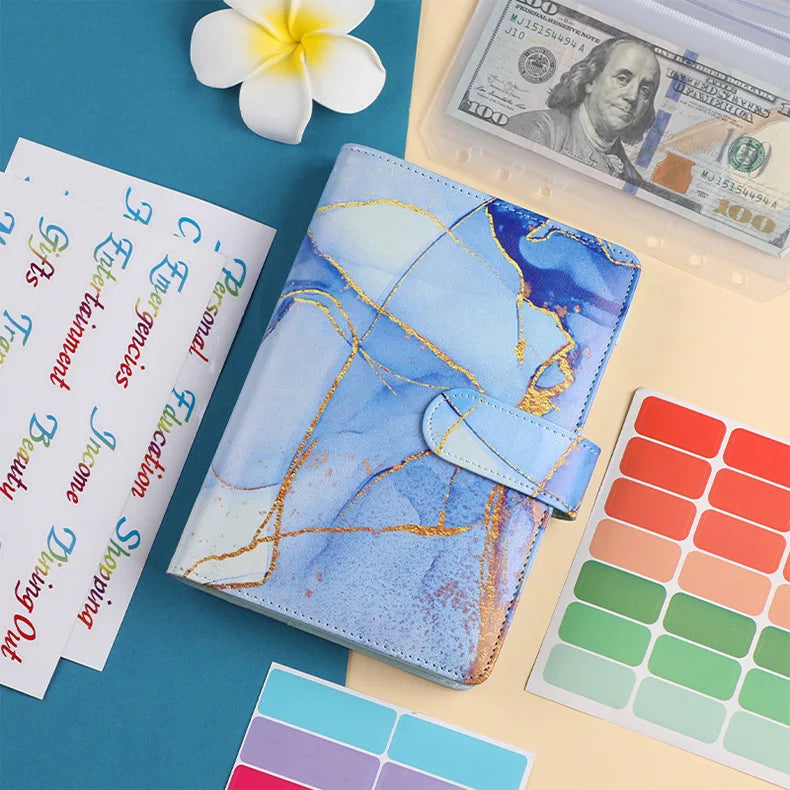 A6 Marble Budget Binder with Calculator – Cash Envelope System for Money Management & Savings ShopAnthonyDoty