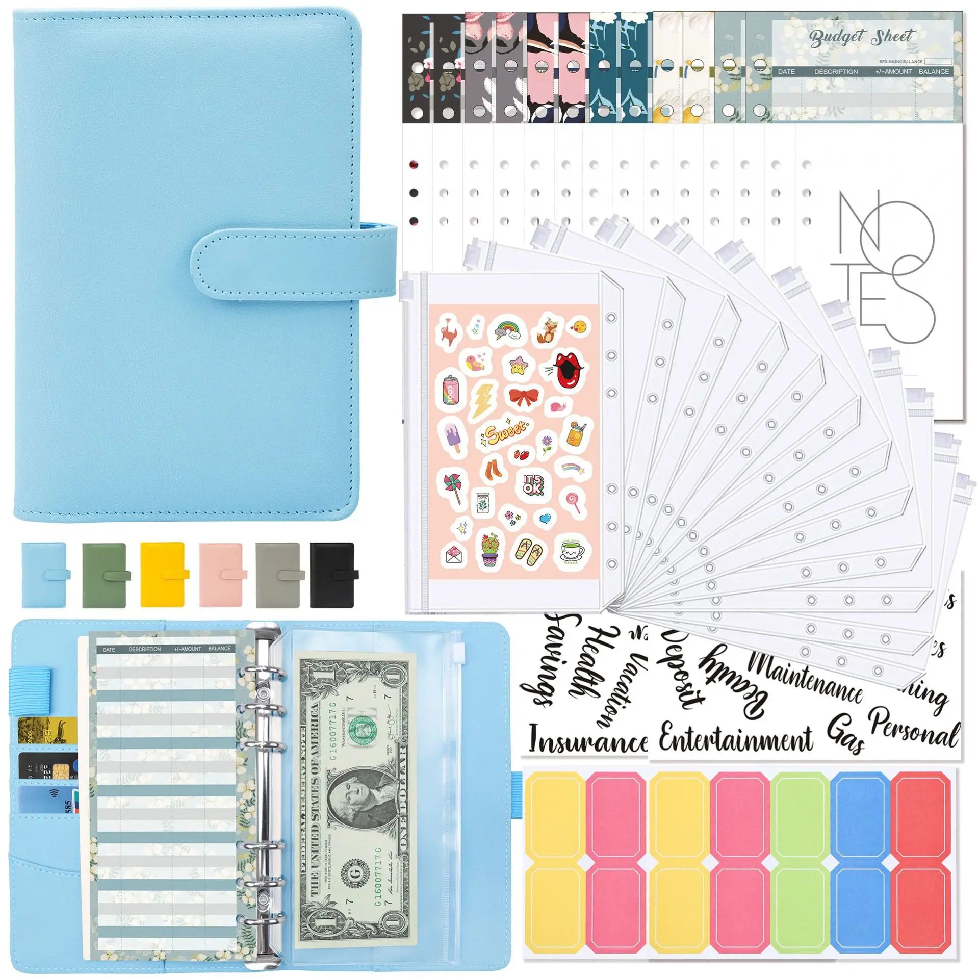A6 Binder Budget Planner – 6-Ring Money Organizer with Zipper Pockets & Plastic Envelopes ShopAnthonyDoty