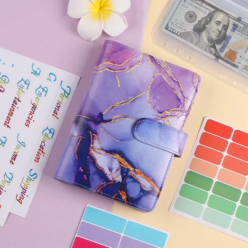 A6 Marble Budget Binder with Calculator – Cash Envelope System for Money Management & Savings ShopAnthonyDoty