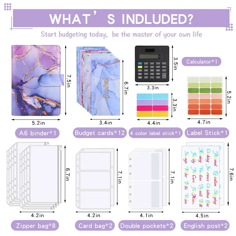 A6 Marble Budget Binder with Calculator – Cash Envelope System for Money Management & Savings ShopAnthonyDoty
