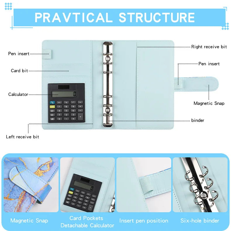 A6 Marble Budget Binder with Calculator – Cash Envelope System for Money Management & Savings ShopAnthonyDoty
