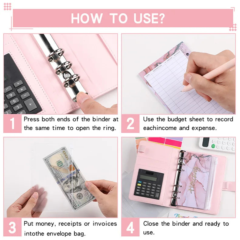A6 Marble Budget Binder with Calculator – Cash Envelope System for Money Management & Savings ShopAnthonyDoty