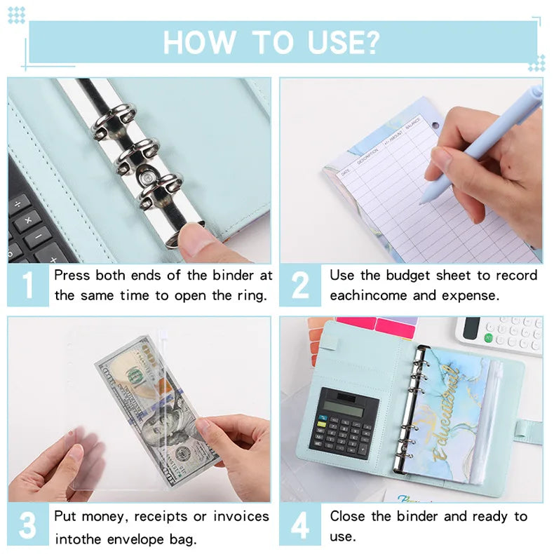 A6 Marble Budget Binder with Calculator – Cash Envelope System for Money Management & Savings ShopAnthonyDoty