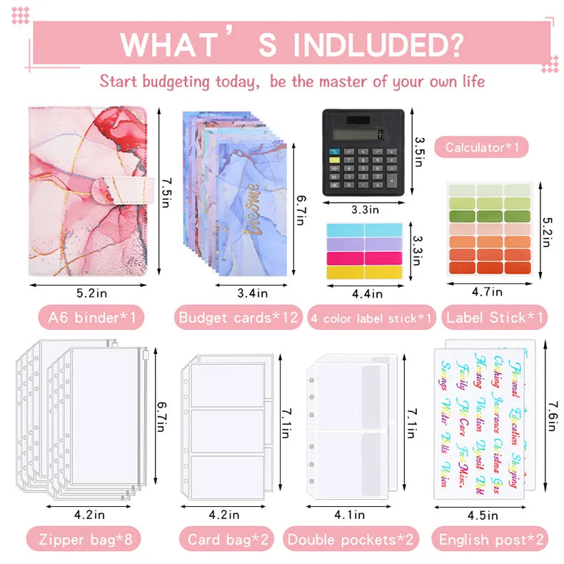 A6 Marble Budget Binder with Calculator – Cash Envelope System for Money Management & Savings ShopAnthonyDoty