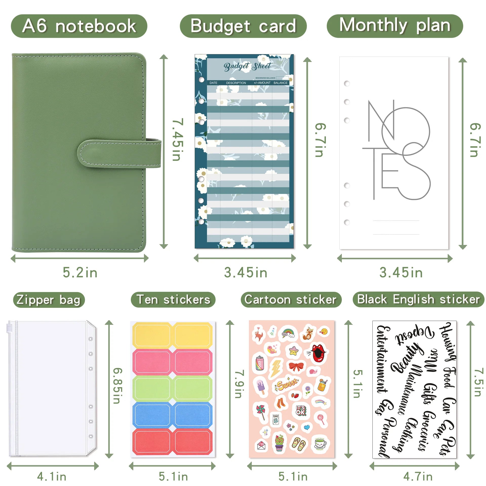 A6 Binder Budget Planner – 6-Ring Money Organizer with Zipper Pockets & Plastic Envelopes ShopAnthonyDoty