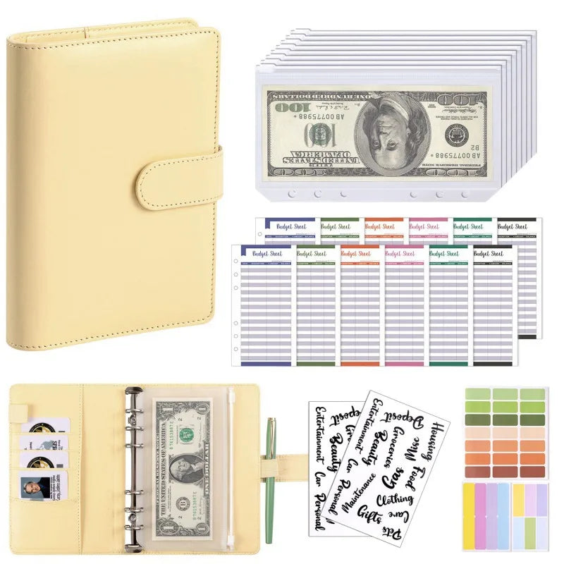 PU Leather A6 Budget Binder – Cash Envelope Organizer with Zipper Pockets, Labels & Budget Sheets ShopAnthonyDoty