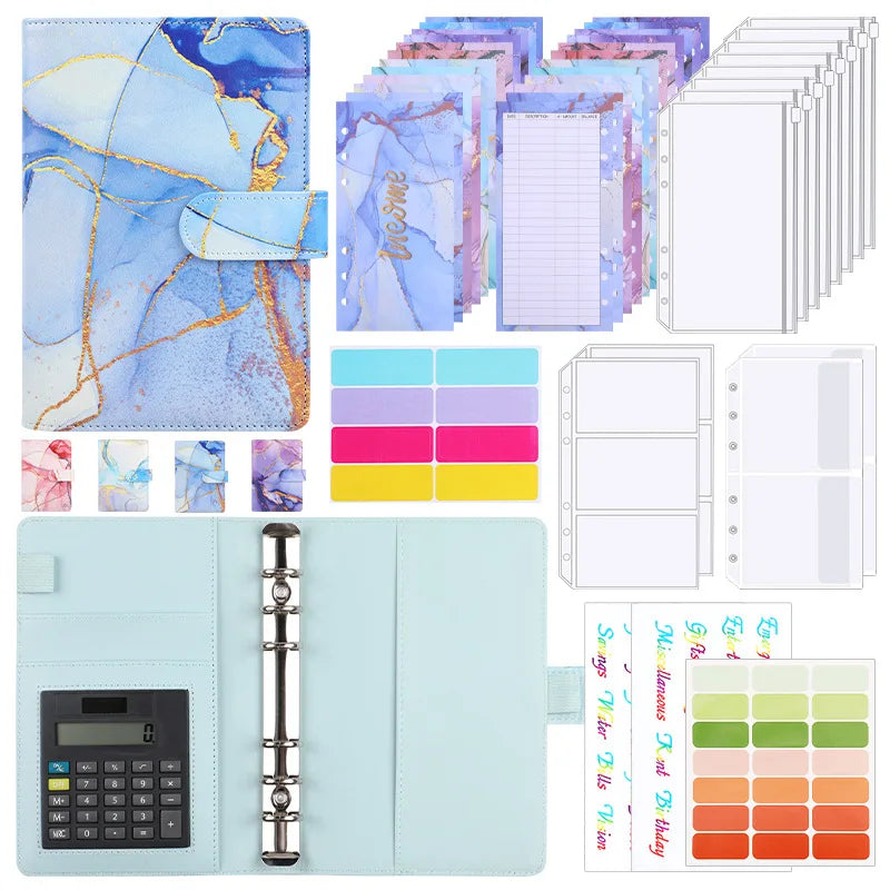 A6 Marble Budget Binder with Calculator – Cash Envelope System for Money Management & Savings ShopAnthonyDoty