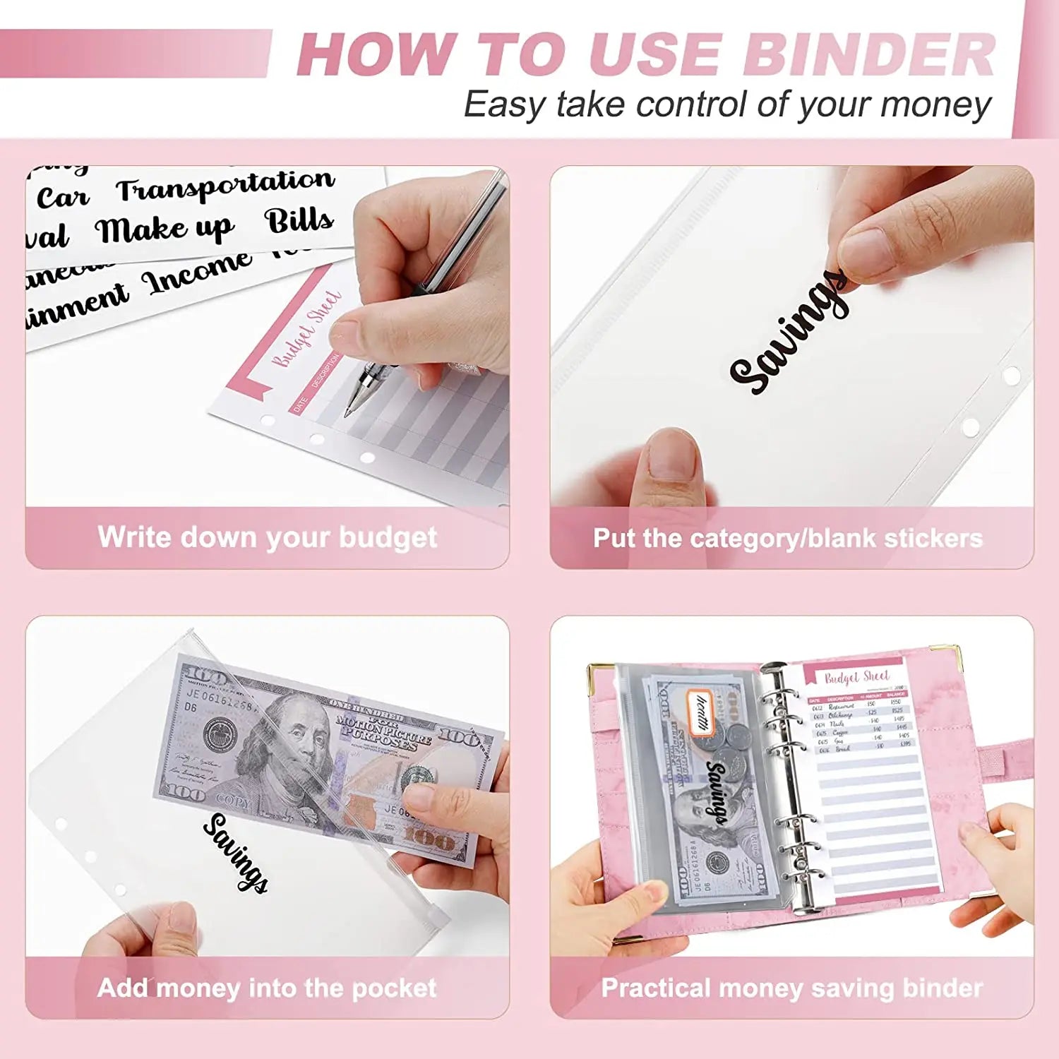 A6 Marble Budget Binder – PU Leather Money Organizer with Envelopes & Card Slots