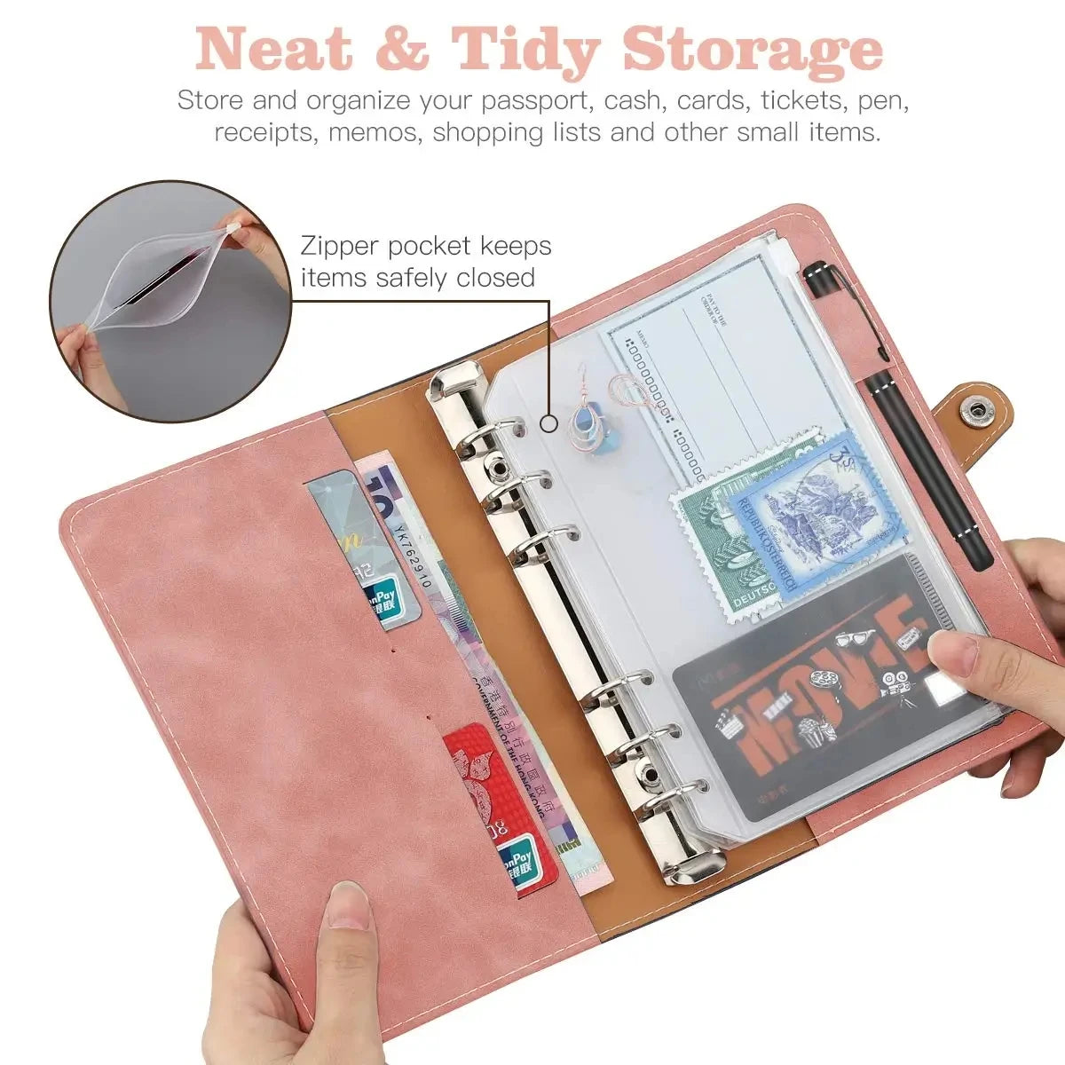 A6 Budget Binder – PU Leather Cash Envelope Planner with Card Pockets & Pen Loop ShopAnthonyDoty