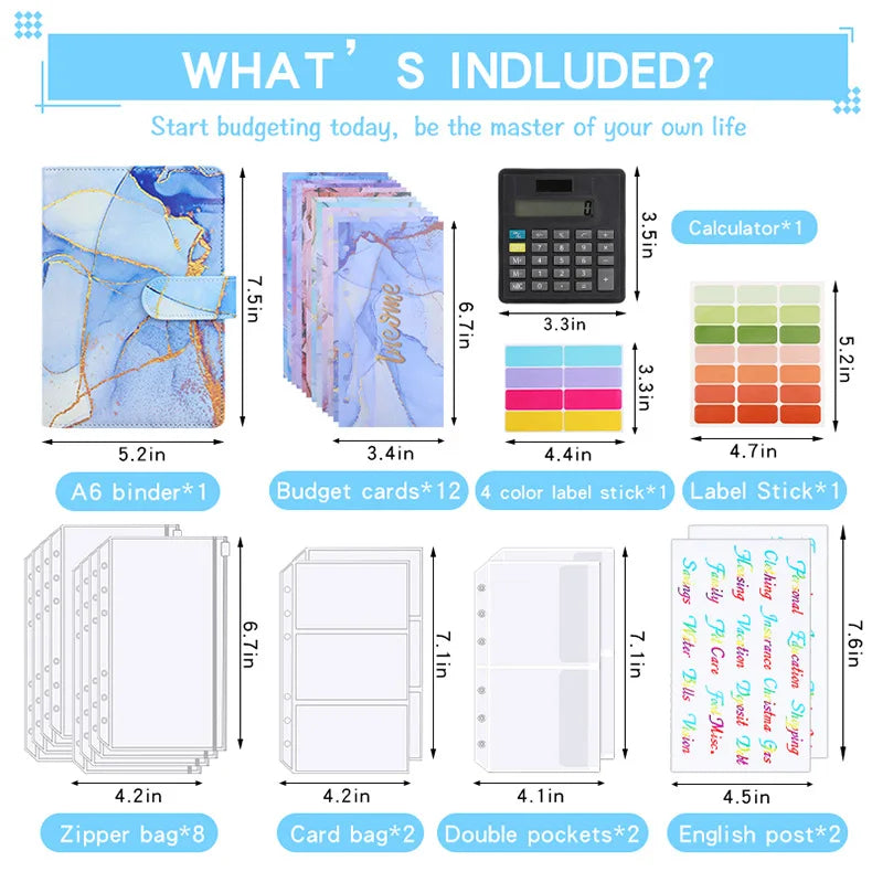 A6 Marble Budget Binder with Calculator – Cash Envelope System for Money Management & Savings ShopAnthonyDoty