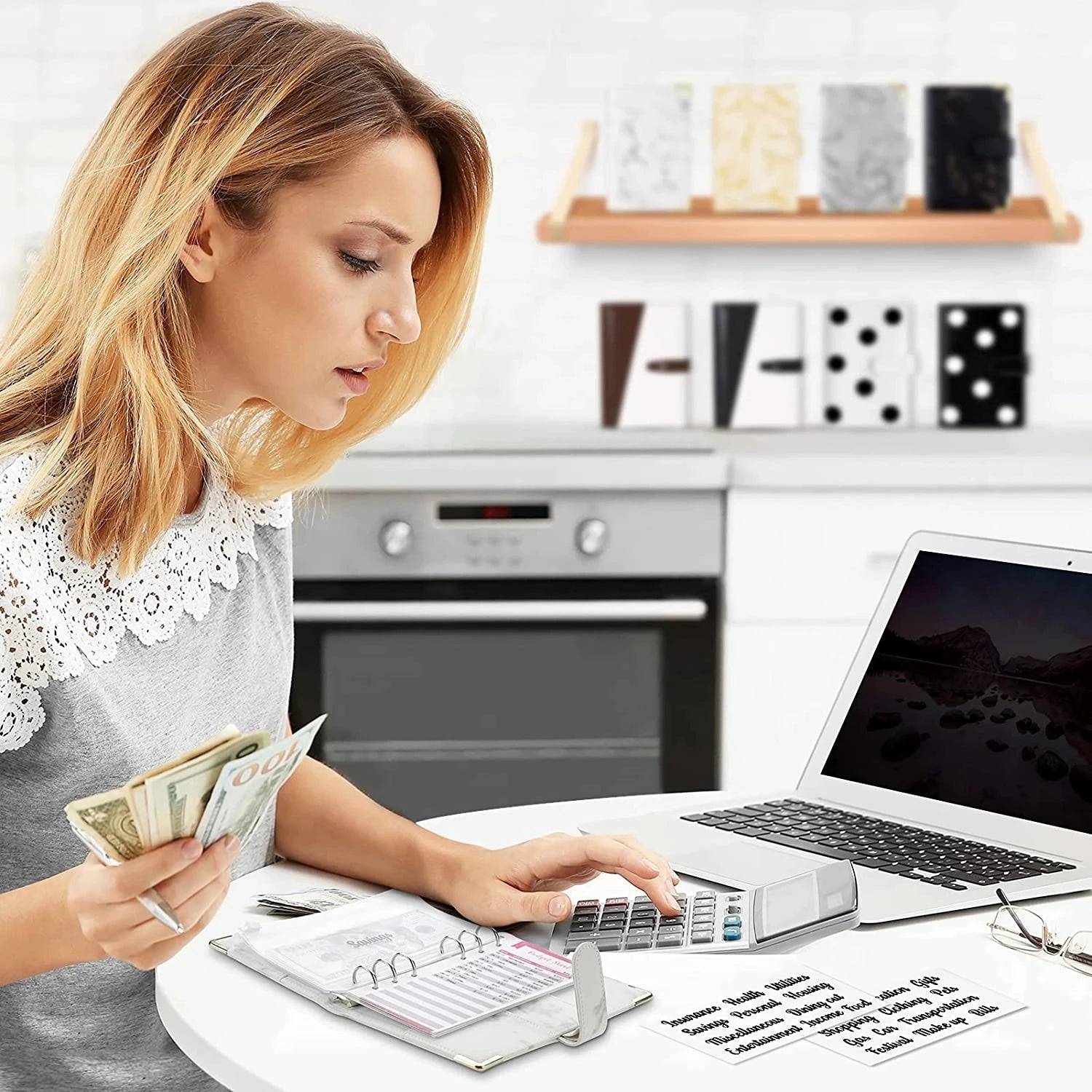 A6 Marble Budget Binder – PU Leather Money Organizer with Envelopes & Card Slots