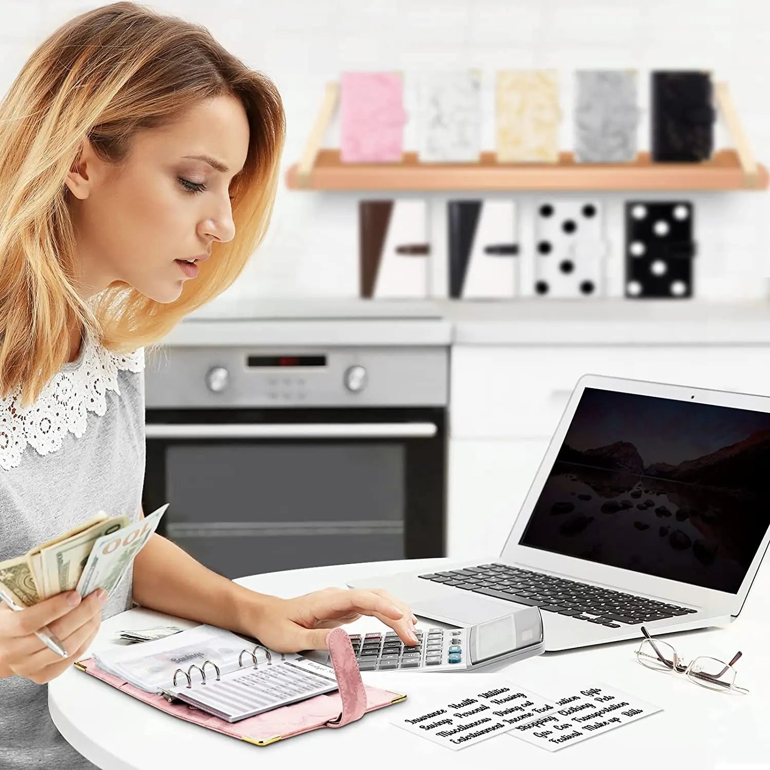 A6 Marble Budget Binder – PU Leather Money Organizer with Envelopes & Card Slots