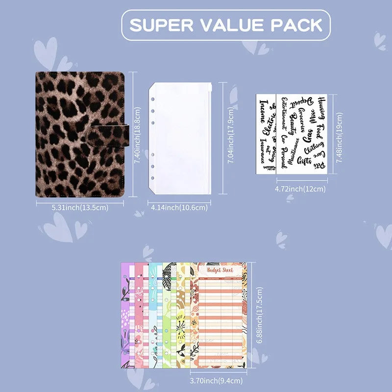 PU Leather A6 Budget Binder – Cash Envelope Organizer with Zipper Pockets, Labels & Budget Sheets ShopAnthonyDoty