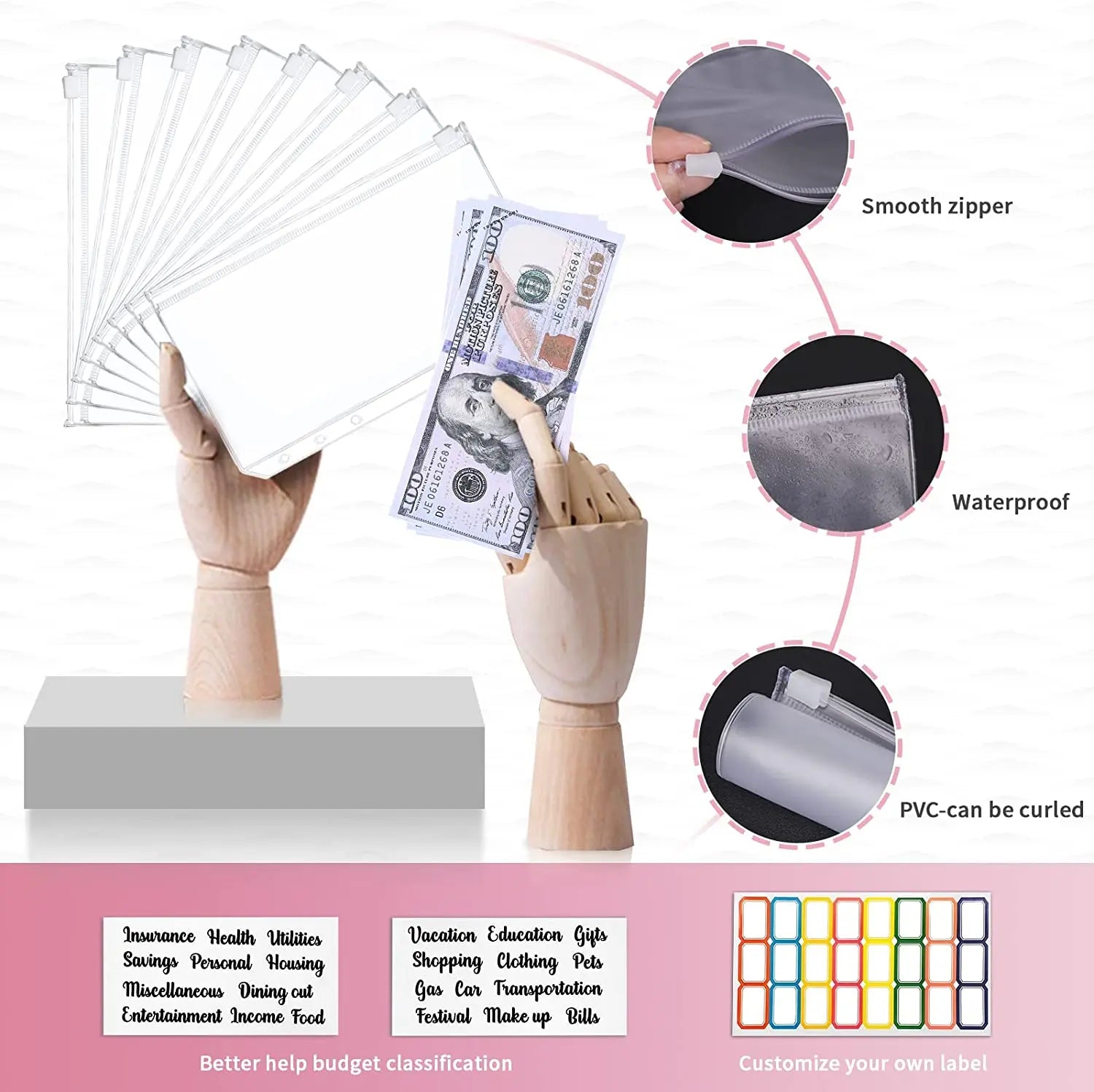 A6 Marble Budget Binder – PU Leather Money Organizer with Envelopes & Card Slots