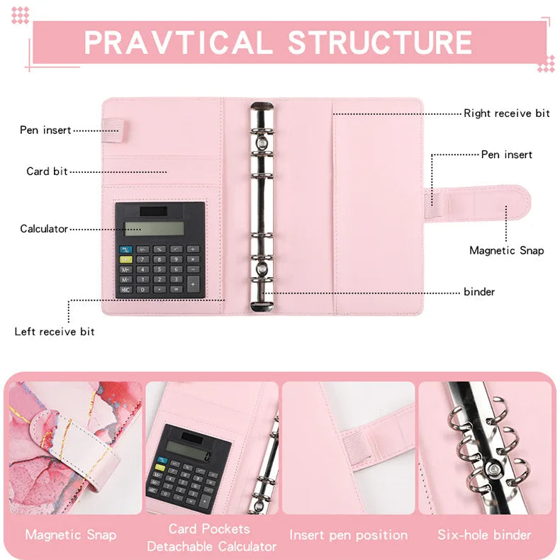 A6 Marble Budget Binder with Calculator – Cash Envelope System for Money Management & Savings ShopAnthonyDoty
