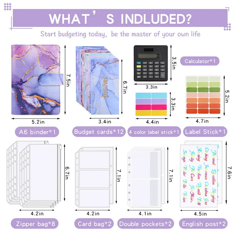 A6 Marble Budget Binder with Calculator – Cash Envelope System for Money Management & Savings ShopAnthonyDoty