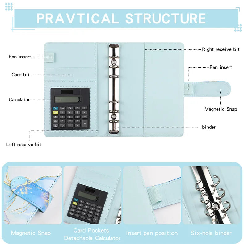 A6 Marble Budget Binder with Calculator – Cash Envelope System for Money Management & Savings ShopAnthonyDoty