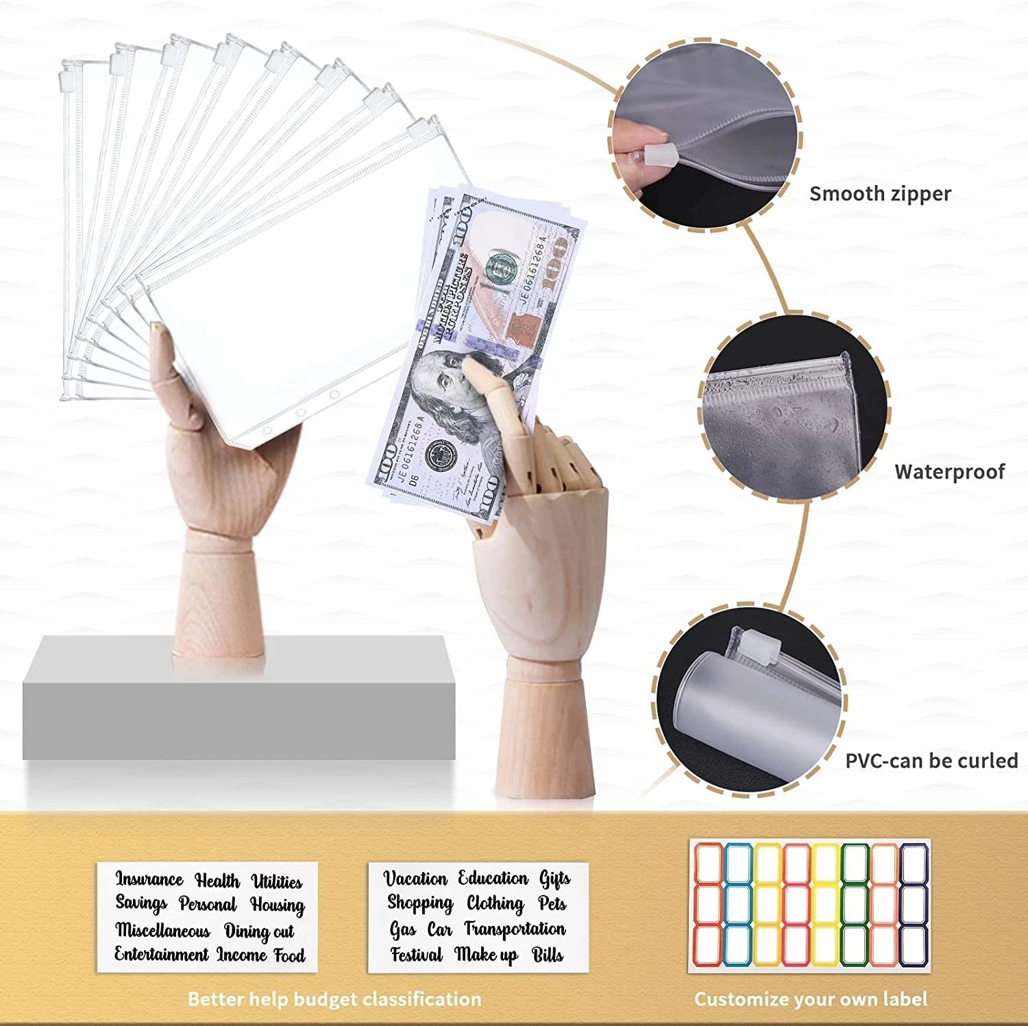 A6 Marble Budget Binder – PU Leather Money Organizer with Envelopes & Card Slots