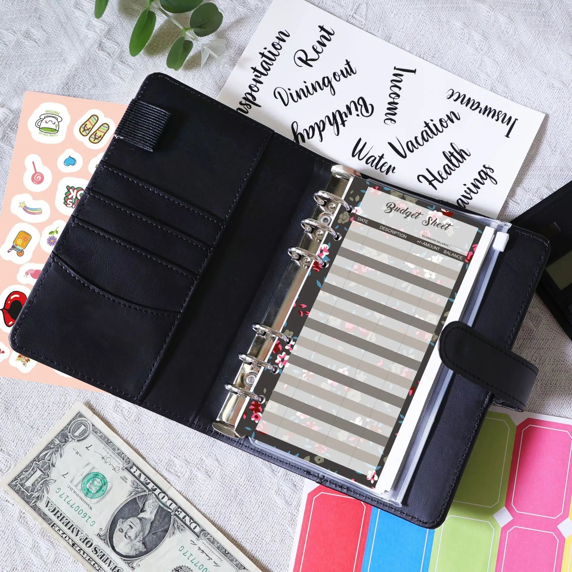 A6 Binder Budget Planner – 6-Ring Money Organizer with Zipper Pockets & Plastic Envelopes ShopAnthonyDoty