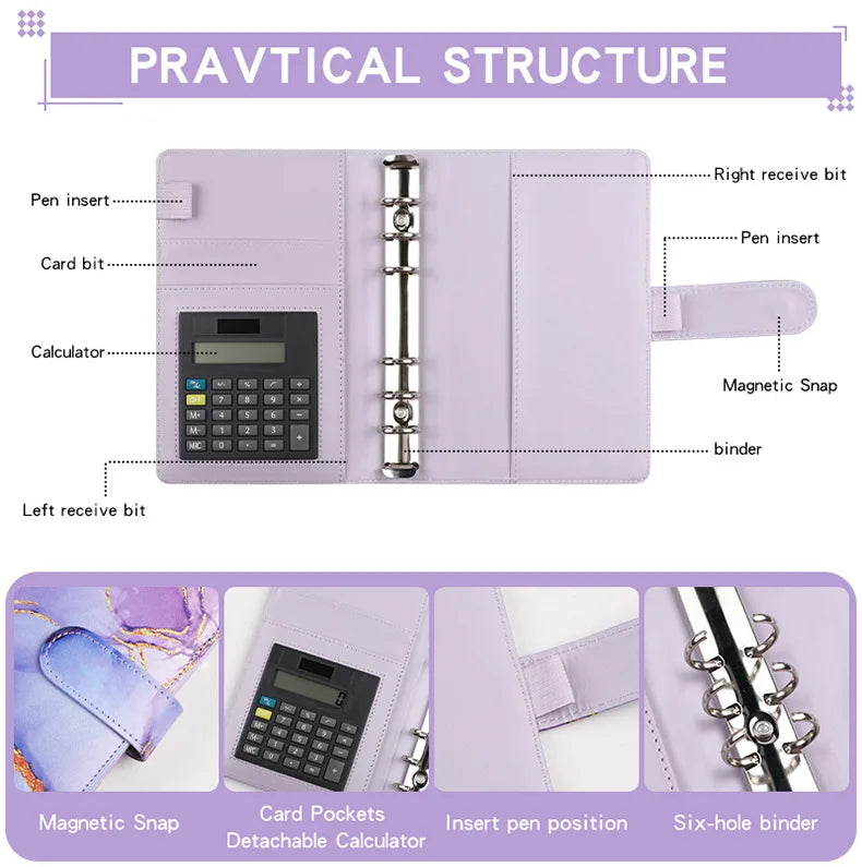 A6 Marble Budget Binder with Calculator – Cash Envelope System for Money Management & Savings ShopAnthonyDoty