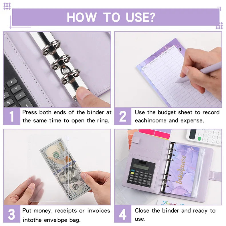 A6 Marble Budget Binder with Calculator – Cash Envelope System for Money Management & Savings ShopAnthonyDoty