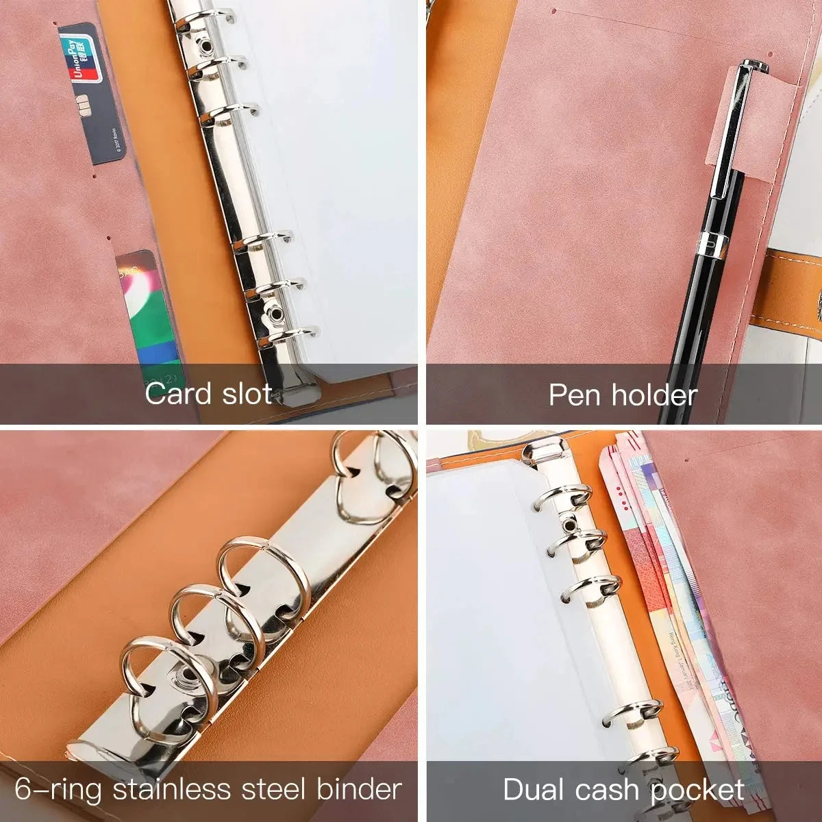 A6 Budget Binder – PU Leather Cash Envelope Planner with Card Pockets & Pen Loop ShopAnthonyDoty
